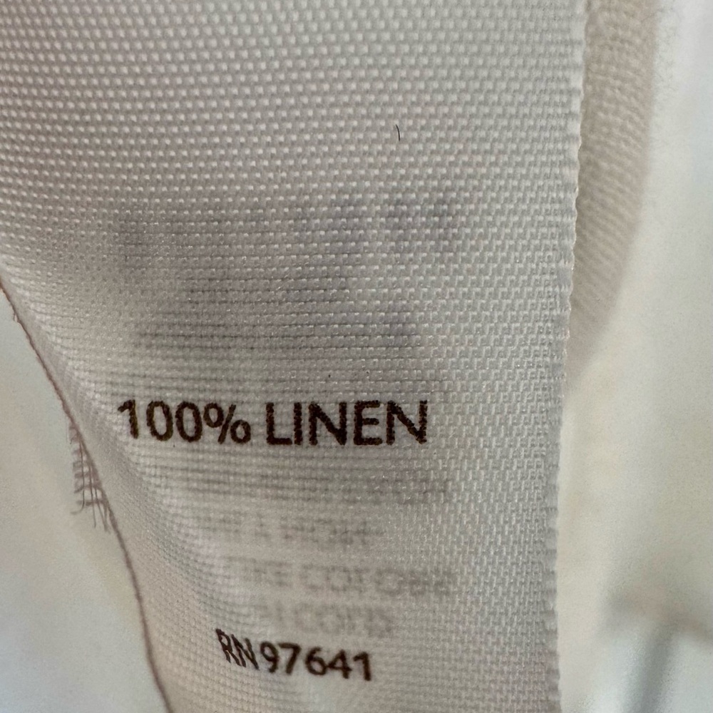 J.Jill 100% Linen Collared Button Down Cinched Short Sleeve White Top Size Large - Picture 8 of 11